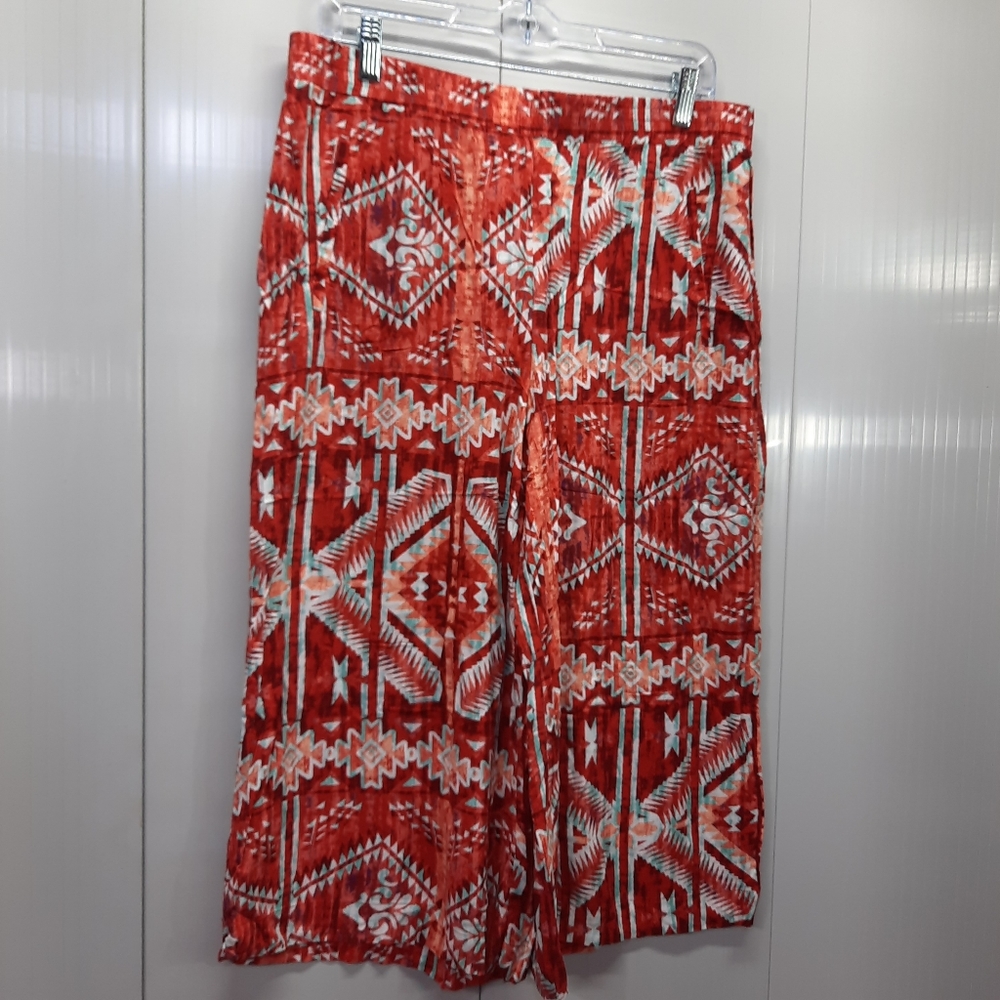 Cato Women's Orange Square Pants Capri Pants Elastic Waist Size L - Picture 3 of 13